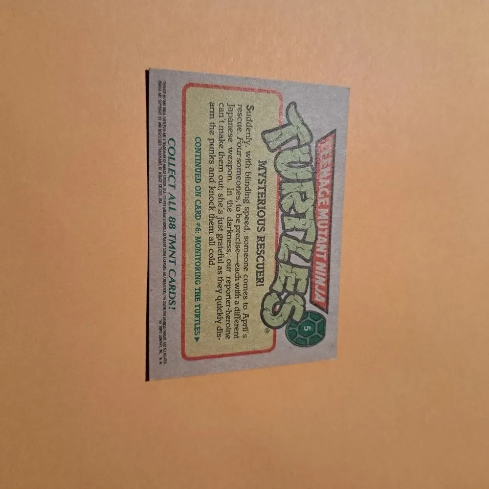 1989 Topps TMNT Mysterious Rescuer Trading Card 5 Teenage Mutant Ninja Turtles